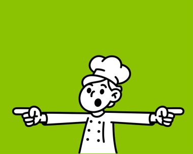 Aşçı karakteri iki yöne de basit çizgiler çiziyor.