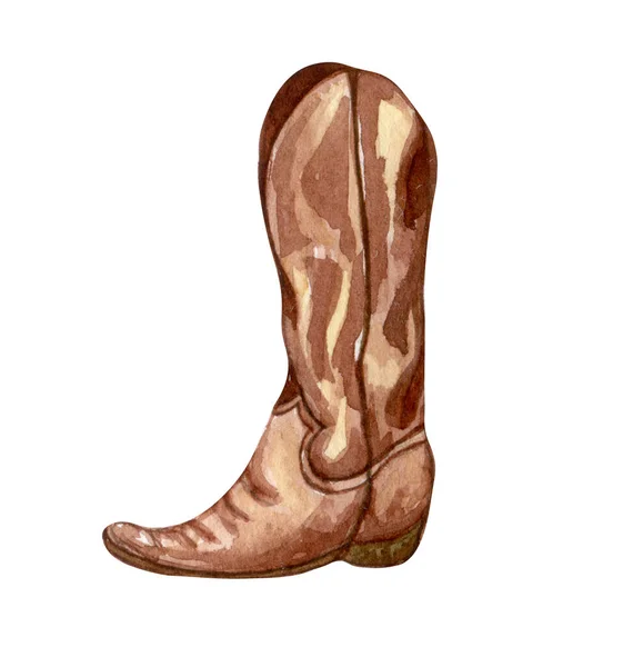 Akvarell Nyugati Csizma Cowboy Csizma Napraforgó Tanyasi Rusztikus Előfizetői Elszigetelt — Stock Fotó