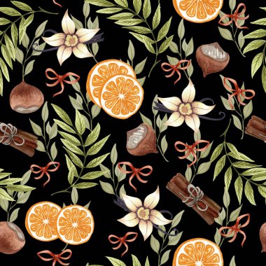 Güzel el çizimi tatlı, çay ve fırın temalı karalama elementleriyle kusursuz desen. Suluboya pembe arka plan. Ambalaj kağıdı, tekstil, baskı, reklam, kumaş, duvar kağıdı, ağ