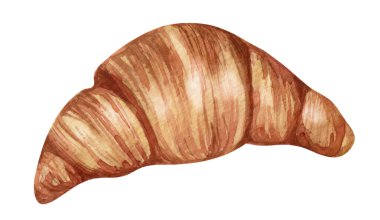 Croissant watercolor. Hand drawn croissant icon badge bakery for design menu cafe, label and packaging.