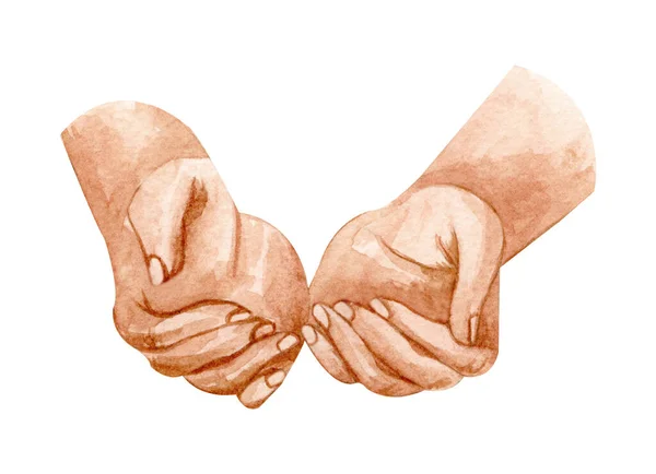 Υδατογραφία Χέρια Εικονογράφηση Κρατώντας Χέρια Ελπίδα Ιδέα Φιλανθρωπική Ιδέα Μητέρα — Φωτογραφία Αρχείου
