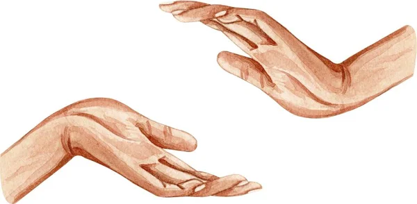 Aquarell Illustrierte Hände Händchenhalten Hope Konzept Wohltätigkeitskonzept Mutter Und Baby — Stockfoto