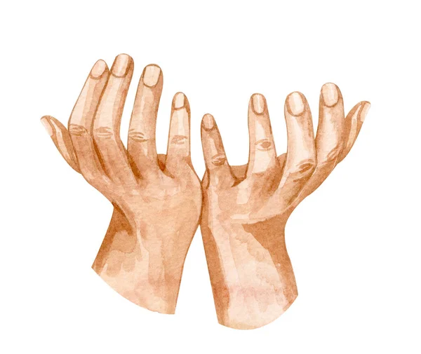 Watercolor Mãos Ilustração Mãos Dadas Conceito Esperança Conceito Caridade Mãe — Fotografia de Stock