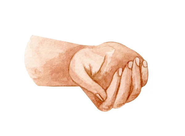 Watercolor Hands Illustration Holding Hands Hope Concept Charity Concept Mother — Stock Photo, Image