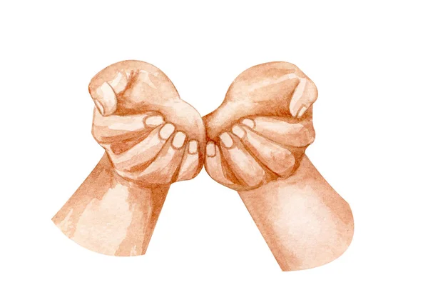 Ilustracja Dłoni Akwarela Trzymam Się Ręce Koncepcja Nadziei Koncepcja Dobroczynności — Zdjęcie stockowe