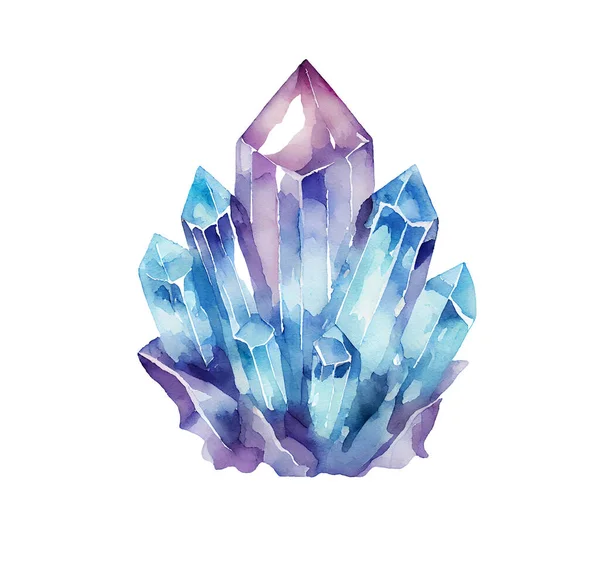 Watercolor Gems Collection Semiprecious Crystals Mystical Illustration Isolated White Background Stock Photo