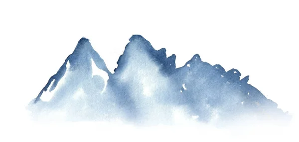 Akwarela Góry Izolowane Białym — Zdjęcie stockowe