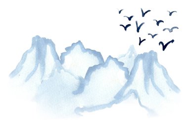 Suluboya dağları beyazlar üzerinde izole