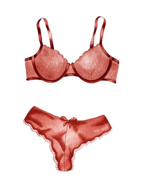 Suluboya dantel iç çamaşırı. El çizimi iç çamaşırı. Moda çizimi