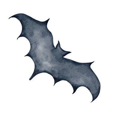 Cadılar Bayramı set sembolü. Suluboya yarasa. El çizimi çizimleri