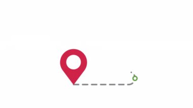 Başarıya Yolculuk: Bir hedefe ulaşmanın yolunu sembolize eden noktalı bir çizgiyle yeşil bir bayrağa bağlanan kırmızı bir iğnenin minimalist çizimi. 