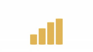 Bu basit hareket ikonu, maddi ilerlemeyi, yatırım dönüşlerini veya iş büyümesini sembolize ederek büyüyen altın sikke yığınlarını sergiliyor. Finansal web siteleri veya pazarlama malzemeleri için ideal.