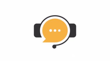 Modern ve minimalist bir müşteri destek ikonu. Kulaklıklı bir sohbet balonu. Bu simge web siteleri, uygulamalar, sunumlar ve daha fazlası için mükemmeldir. Yüksek kalite 4k görüntü