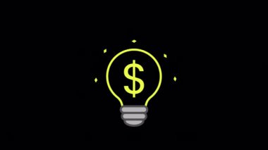 Finansal Başarı için parlak bir fikir: İçinde dolar işareti olan bir ampulün basit ama etkili bir grafiği, finansal yenilikleri, para kazandıran fikirleri ve karlı çözümleri temsil ediyor..