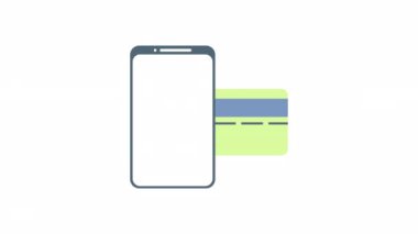 Bu Motion simgesi ekranında dolar işareti olan bir akıllı telefonu tasvir ediyor, bir kredi kartının yanına yerleştirilmiş. Yüksek kalite 4k görüntü
