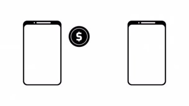 Kusursuz Mobil Para Aktarımı: Basit Hareket Simgesi Dijital Aktarımlar. Bu minimalist 4K görüntülerinde iki akıllı telefon arasında para transferi görülüyor. Yüksek kalite 4k görüntü