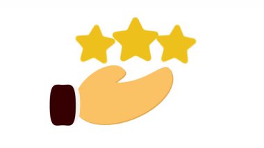 El ele tutuşan Beş Yıldızlı Sınıflandırma Simgesi. Yüksek kalite 4k görüntü