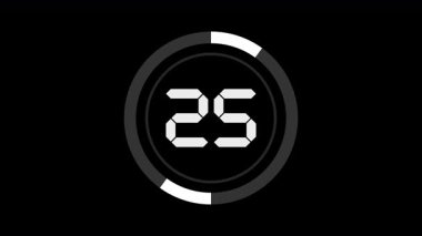 Siyah Arkaplan ile 30 saniyeden 0 saniyeye kadar 30 saniyelik bir geri sayım animasyonu. Yüksek kalite 4k görüntü