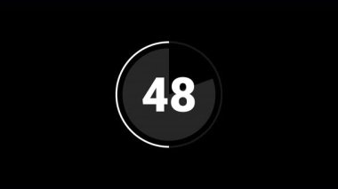 Geri sayım Zamanlayıcısı Bir Dakika Filmi, Alfa Kanalı ile 60 'tan 0 Saniyeye Sinema Animasyonu. Yüksek kalite 4k görüntü