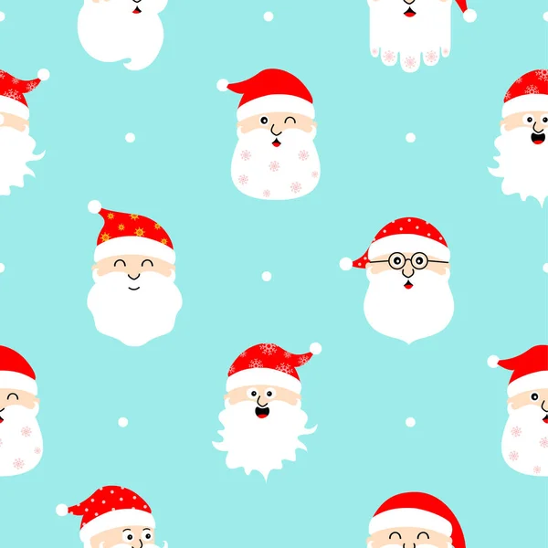 Kreslený Santa Claus Čelí Bezproblémovému Vzoru Vektorová Ilustrace Pro Vánoční — Stockový vektor