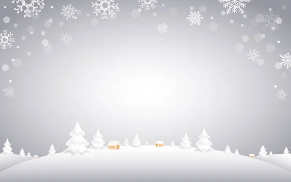 Зимовий Різдвяний Фон Засніженими Пагорбами Зимовий Пейзаж Селом Ілюстрація Стоковий вектор