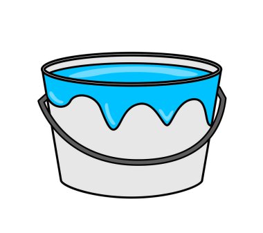 Blue paint bucket object. Vector illustration.