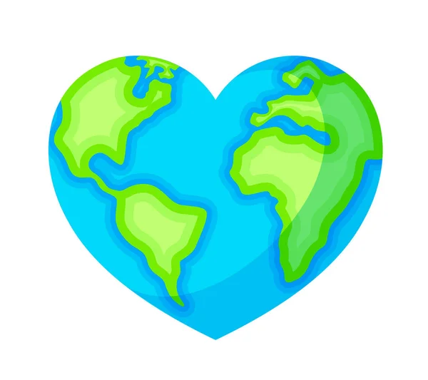 Heart Shape Earth World Heart Day Earth Day Concept Vector — Stock Vector