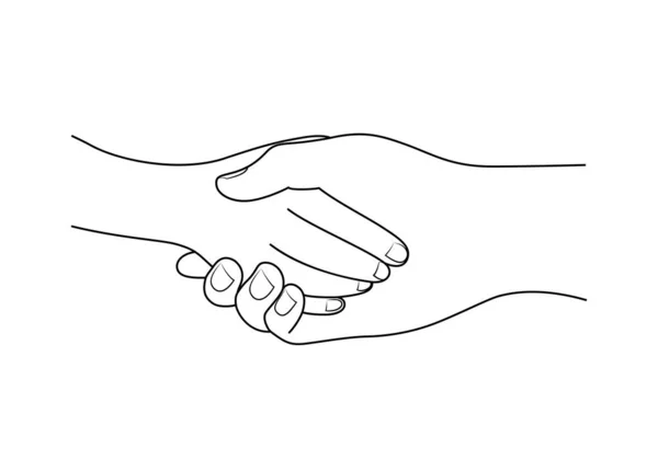 Child Adult Hands Hold Each Other Line Art Style Vector — Stock Vector