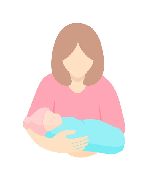 Mère Bébé Icône Design Maman Étreint Son Enfant Joyeux Concept — Image vectorielle