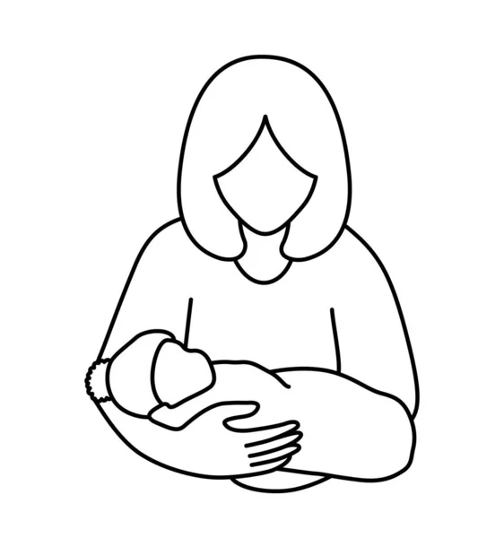 Mãe Linha Arte Bebê Mamãe Abraça Seu Projeto Ícone Filho —  Vetores de Stock