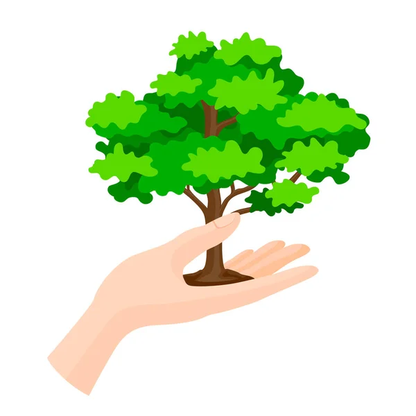 人間の手を握る植物 世界環境デー 地球の日だ ベクターイラスト — ストックベクタ