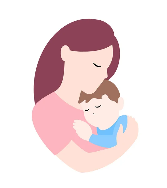 Mãe Segurando Bebê Filho Nos Braços Feliz Dia Das Mães —  Vetores de Stock
