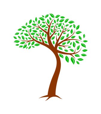 İnsan beyni şeklinde büyüyen bir ağaç. Simge tasarımı, ilham şablonu. Vektör illüstrasyonu.