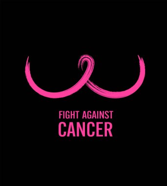 Göğüs şeklinde çizgi sanat sembolü. Fırça stili. Meme Kanseri Farkındalığı Ayı. Poster, pankart ve tişört için tasarım. Görüntü.