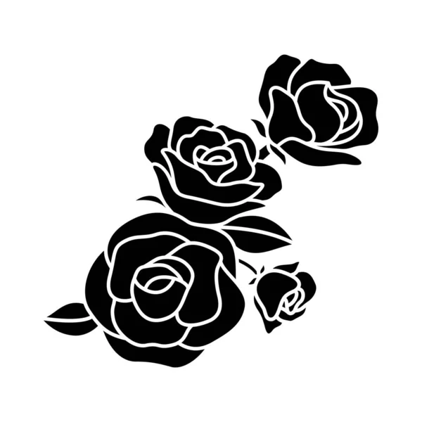 Rose Bouquet Linea Art Design Illustrazione Vettoriale Floreale Felice Occasione — Vettoriale Stock