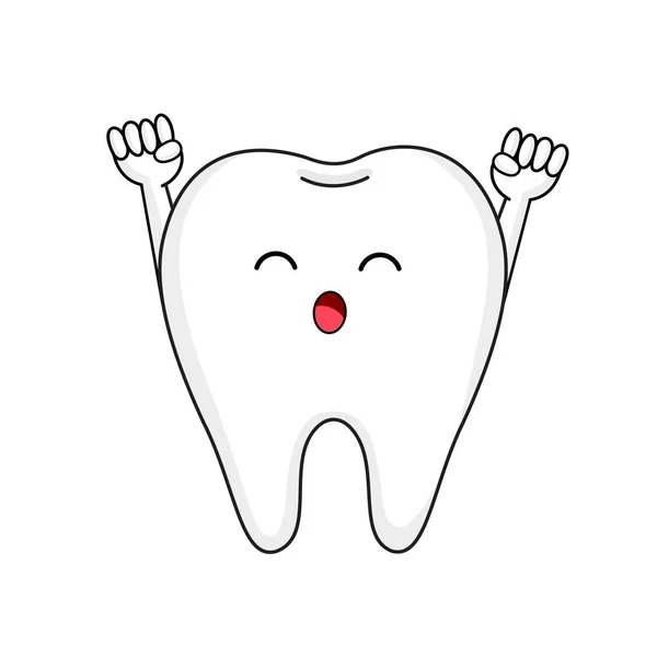 Симпатичный Мультяшный Зуб Концепция Стоматологической Помощи Векторная Иллюстрация — стоковый вектор