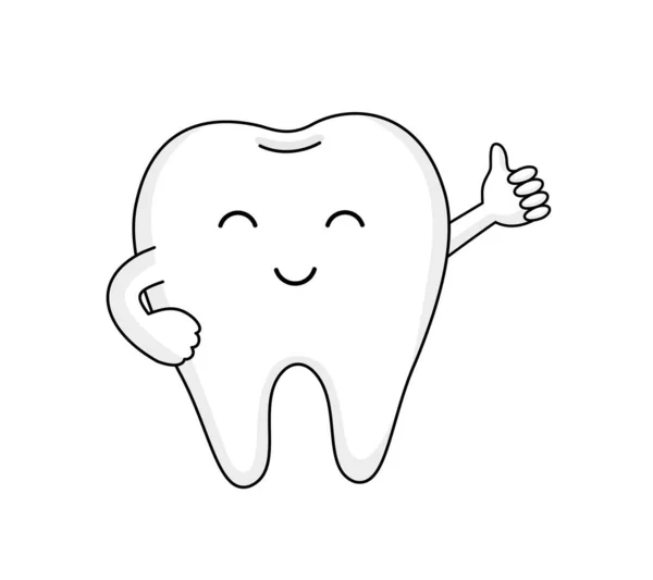 Усміхнений Персонаж Мультяшного Зуба Руками Концепція Стоматологічної Допомоги Векторні Ілюстрації Ліцензійні Стокові Ілюстрації