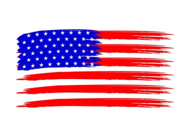 Amerikan bayrak fırçası desenli. Amerikan bayramını kutlamak için Grunge Illustrasyon. 4 Temmuz kutlu olsun, ABD 'nin bağımsızlık günü..
