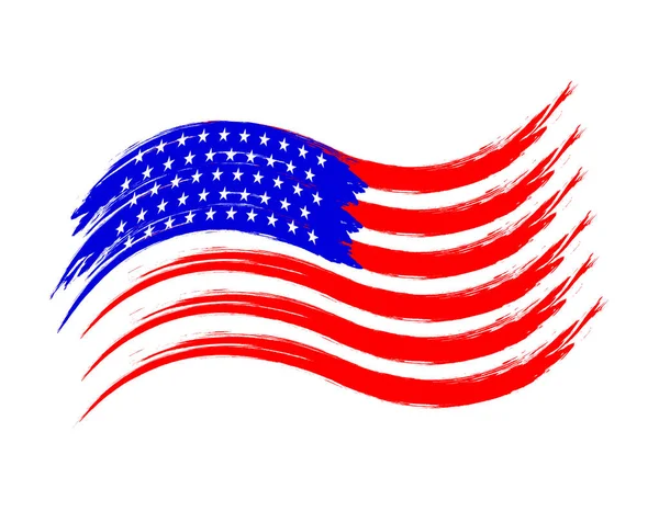 アメリカ国旗ブラシの質感 お祝いアメリカの休日のための壮大なイラスト アメリカ独立記念日の7月4日 — ストックベクタ