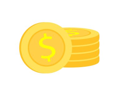 Önünde bozuk para olan bir yığın. Altın para yığını, vektör illüstrasyonu.