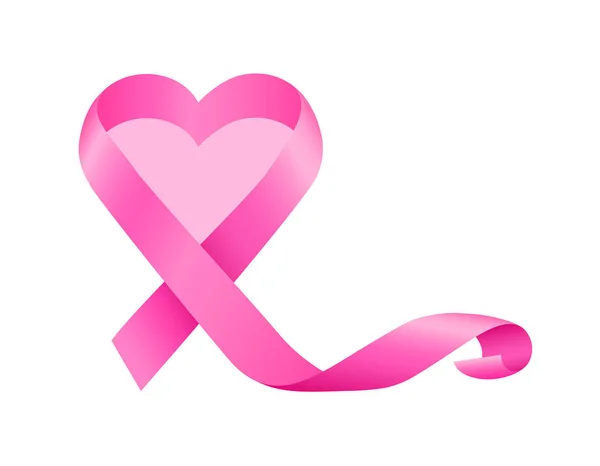 Rosa Band Design Med Hjärtform Symbolen För Att Uppmärksamma Bröstcancer — Stock vektor