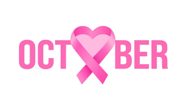 Symbol Breast Cancer Awareness Month October Pink Ribbon Design Heart — Stock Vector