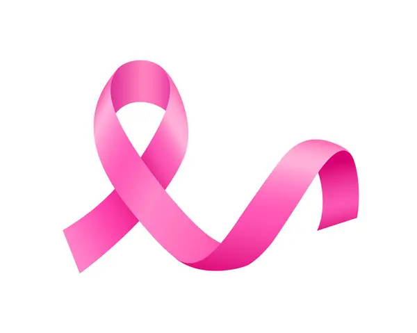 Símbolo Fita Rosa Campanha Mensal Conscientização Sobre Câncer Mama Ilustração — Vetor de Stock
