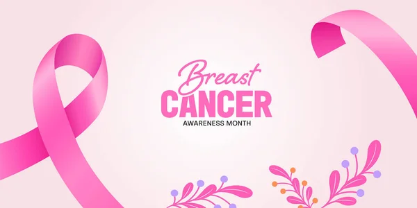 Campagne Sensibilisation Cancer Sein Fond Bannière Avec Ruban Rose Illustration — Image vectorielle