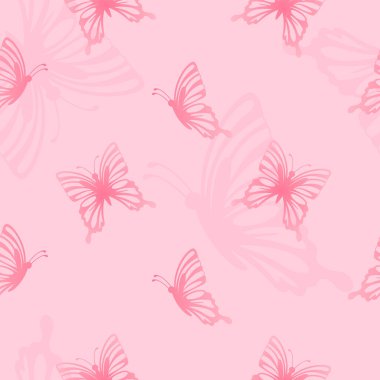 Pembe kelebek pürüzsüz desen. Vektör illüstrasyonu.