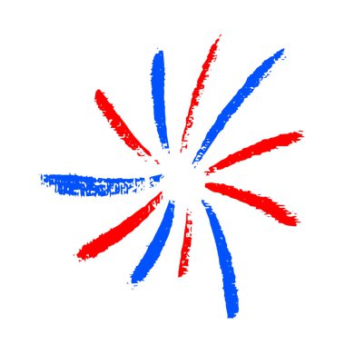 Kırmızı ve mavi havai fişek fırçası tarzı. Bağımsızlık Günü Parti Dekoru. 4 Temmuz havai fişekleri.