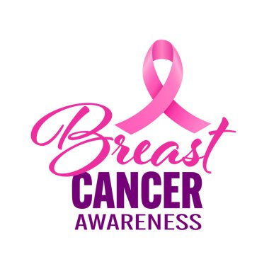 Göğüs Kanseri Farkındalığı Ayı pembe kurdele sembollü. Poster, pankart ve tişört için tasarım. Vektör İllüstrasyonu.