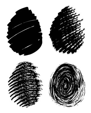 Siyah grunge yumurta şekilleri. Boya fırçası tarzı, illüstrasyon.