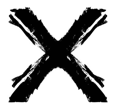 X kara leke. Çok detaylı, el çapraz fırça darbeleri. Çapraz işaret işareti. Vektör illüstrasyonu.