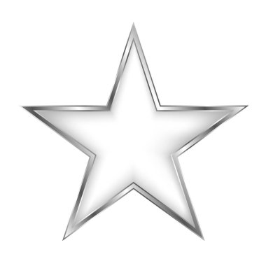 Gümüş yıldız vektörü. Gümüş parıltılı lüks tasarım elementi. Yıldız ikonu. Yeni Yıl dekor elementi.